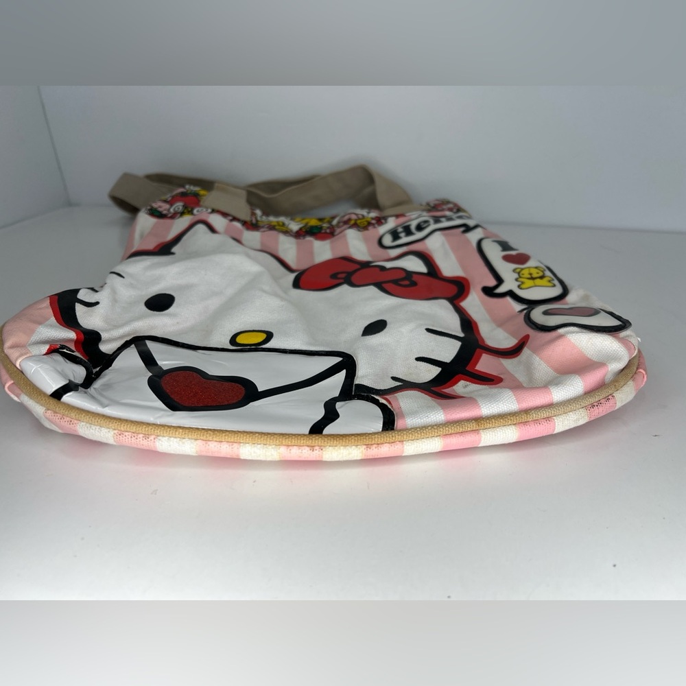 Hello Kitty Loungefly Tote Canvas Faux Leather Open Top Bag VINTAGE - Picture 6 of 12